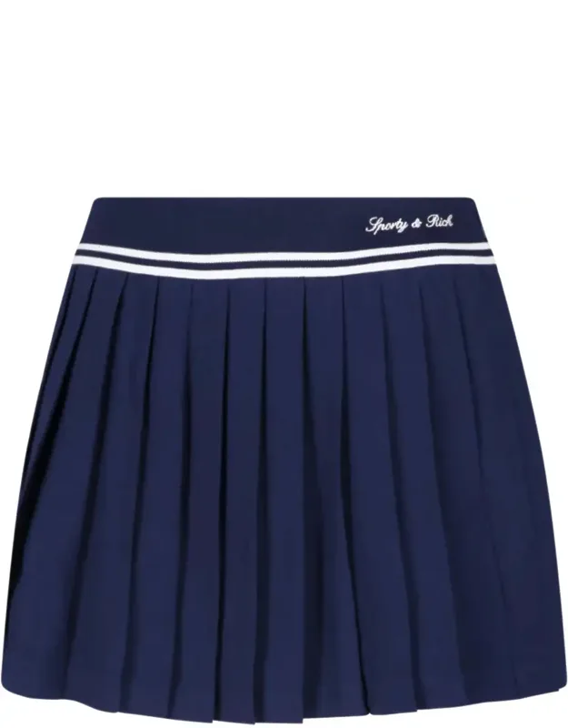 Pleated Skirt With Structured Waistband And Embroidered Details