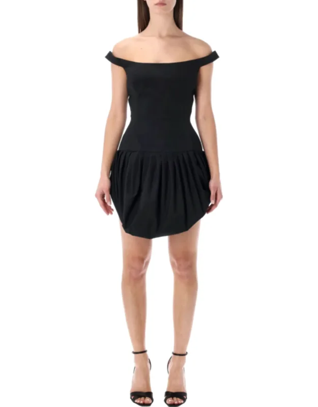Off Shoulder Balloon Mini Dress