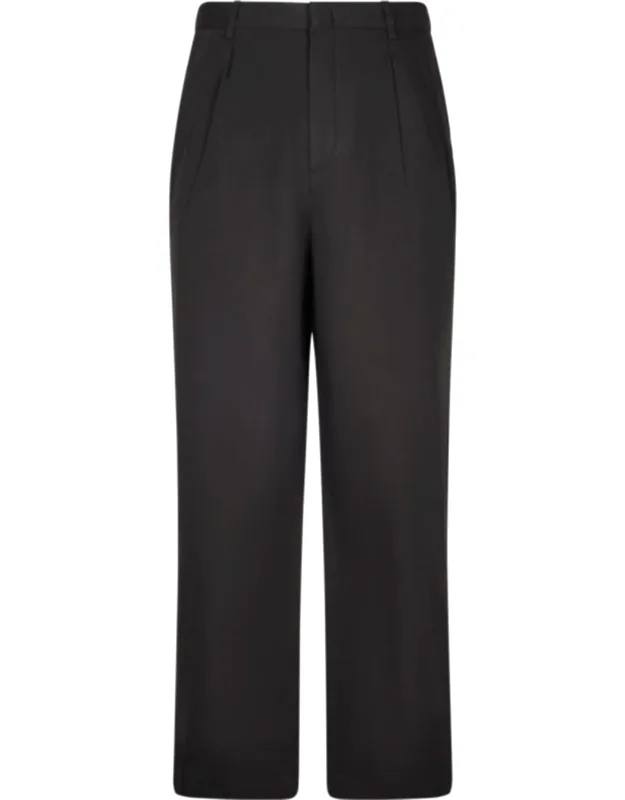 Straight-leg Trousers With Mid-rise Waist And Pleated Front