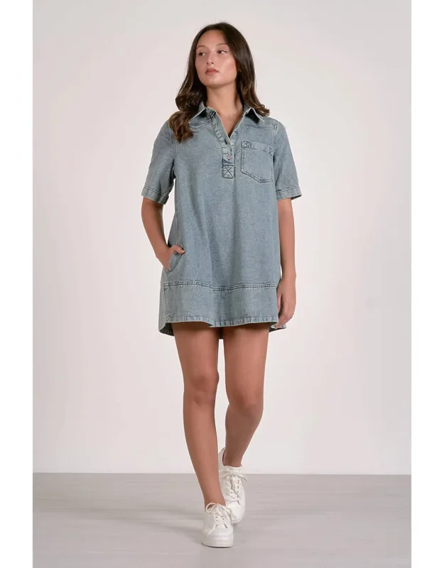Short Sleeve Denim Mini Dress