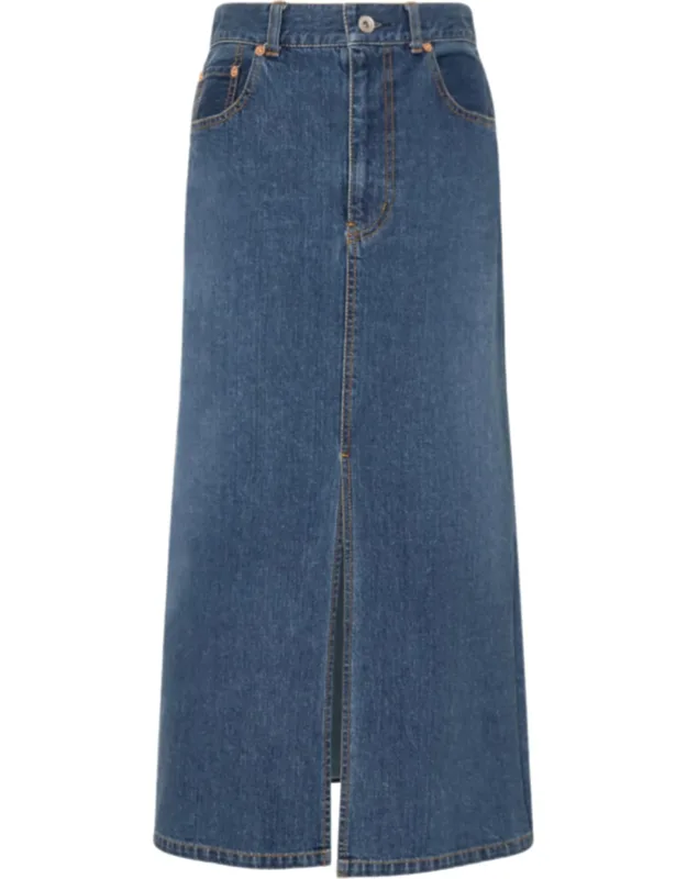 Mid-length Denim Skirt