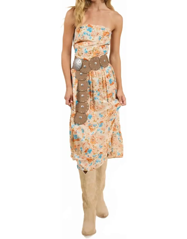 Sonoma Tube Top Midi Dress With Pockets In Multi Floral