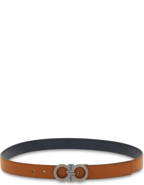 Double-sided Leather Belt With Polished Interlocking Buckle