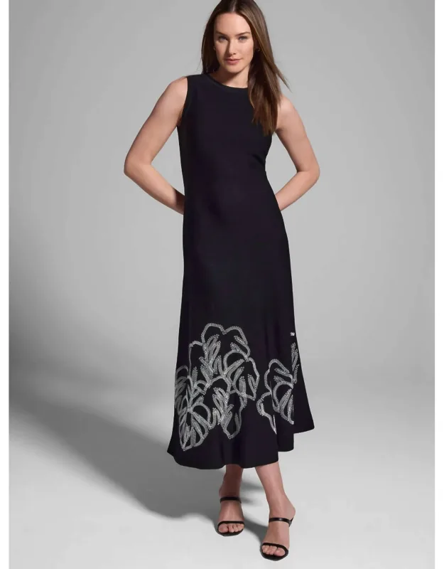 Embroidered Knit Twirl Dress