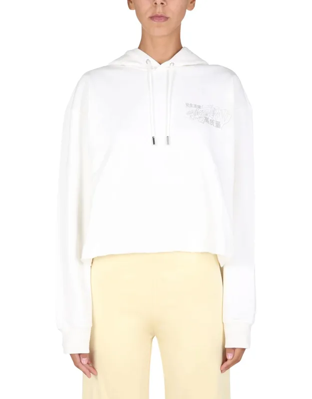 Hoodie With Drawstring And Flower Chair Print