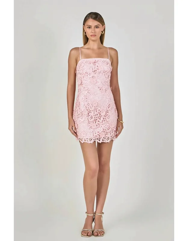 3d Sequin Lace Mini Dress