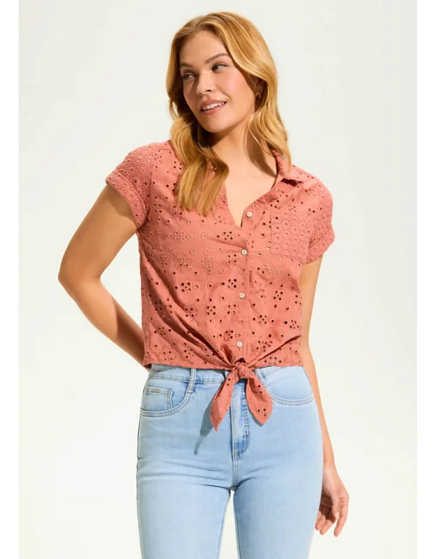 Eyelet Button Down Shirt