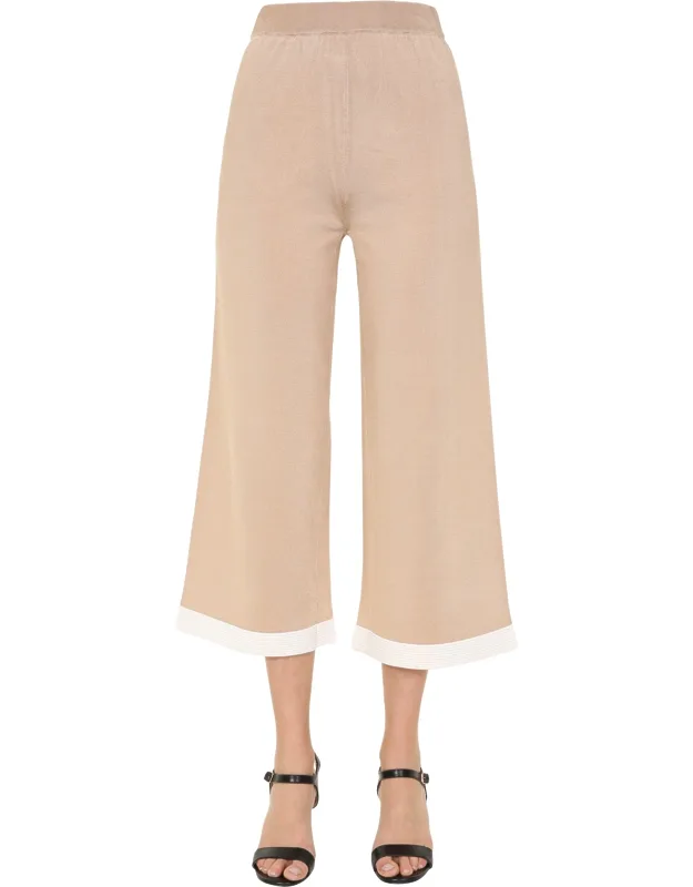 _boutique Moschino Cropped Trousers Elasticated Waist Contrast Profiles_