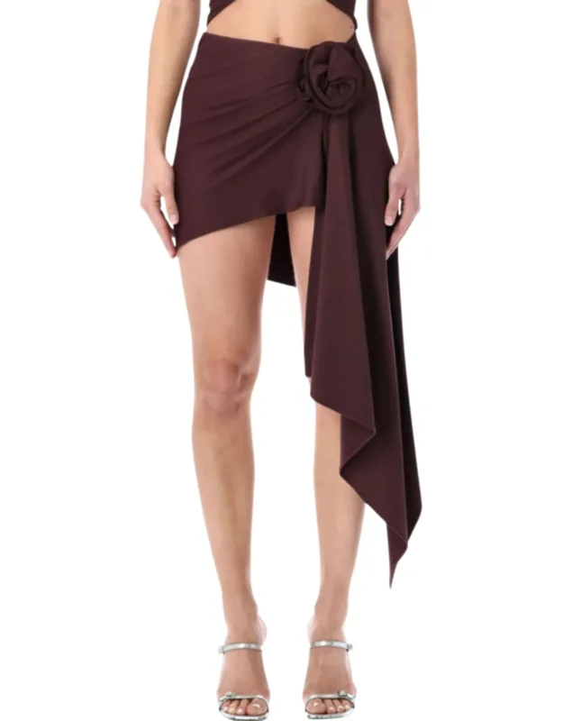 Asymmetric Draped Rose Skirt