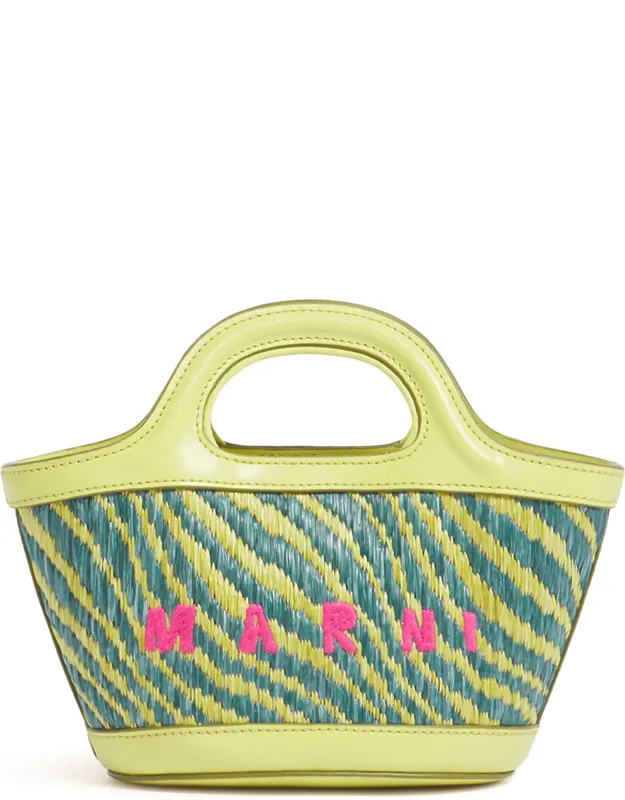 Woven Handbag With Embroidered Detail