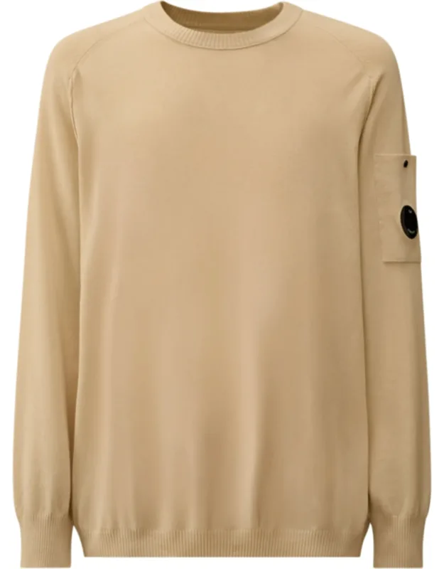 Cotton Crepe Crewneck Knitwear With Lens Detail