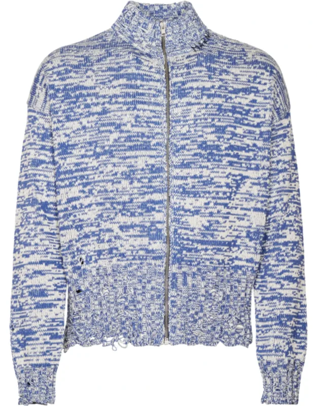 Marled Pattern Zip-up Sweater