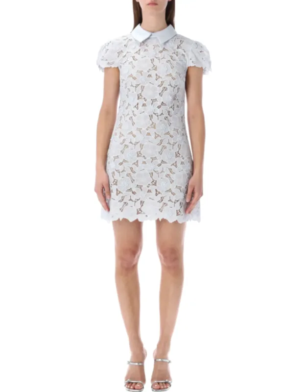 Lace Satin Collar Mini Dress