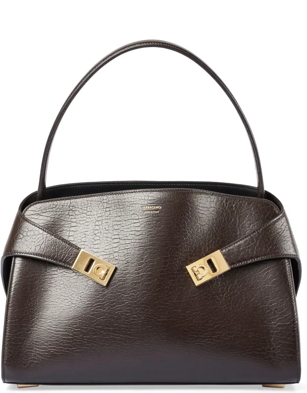 Structured Handbag With Gold-tone Clasp Details