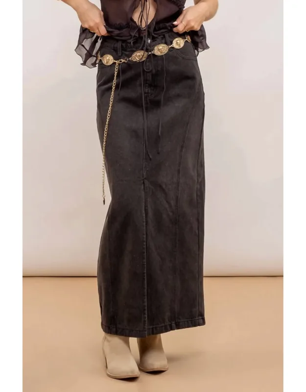 Panel Denim Midi Skirt