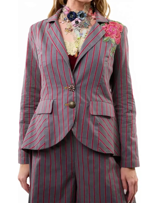 Statement Stripe Button Up Blazer