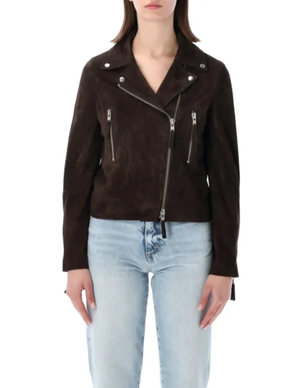 Classic Chiodo Suede Cropped Biker Jacket