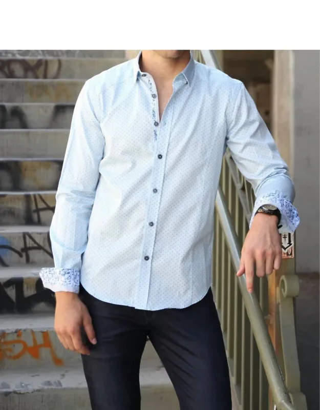 Polka-dot Button Down Shirt With Trim