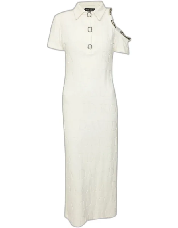 Terry Jacquard Cut Midi Dress