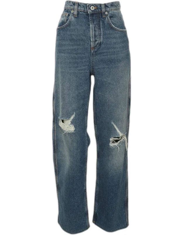 Distressed Denim Wide Leg Jeans