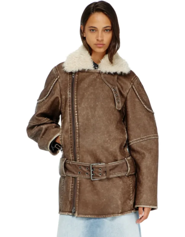 Double-breasted Aviator-biker Coat