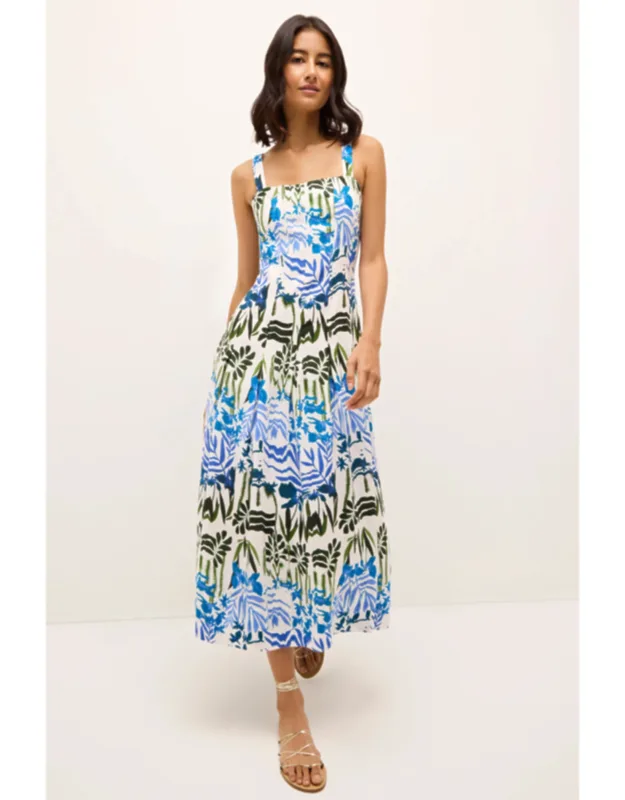 Dixon Dress With Stitched Down Box Pleats And Adjustable Straps