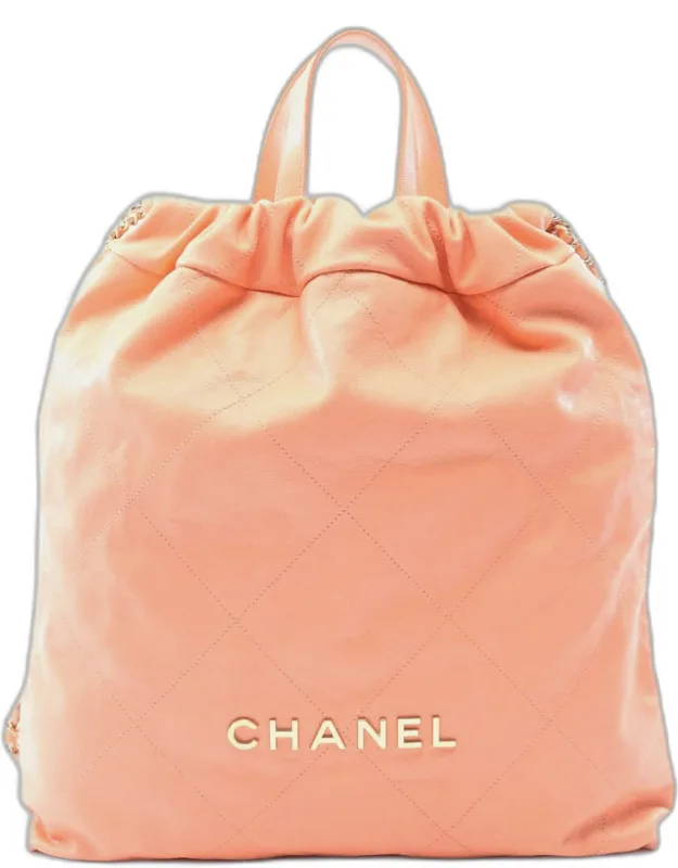Large Grained Calfskin Leather Backpack Bag