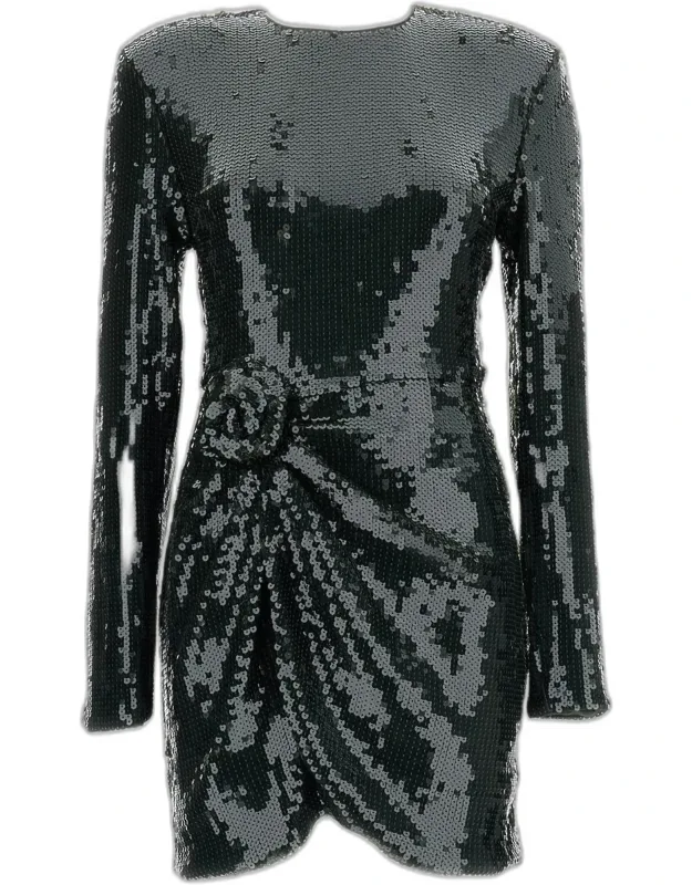 Mini Dress With Sequins And Long Sleeves