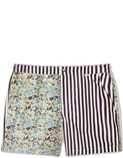 Floral Stripe Print Swim Shorts