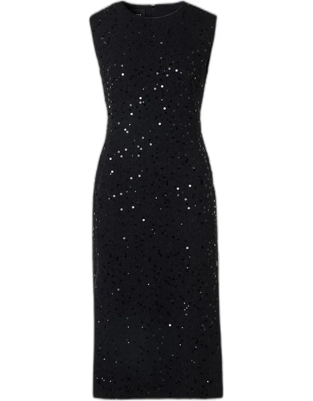 Sequined Tweed Midi Dress