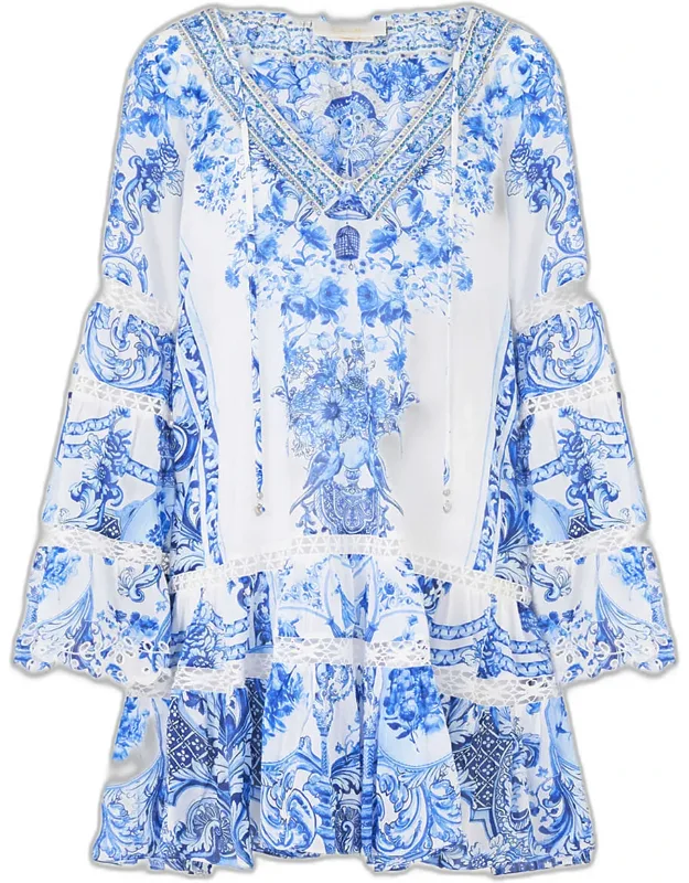 A-line Gathered Mini Dress
