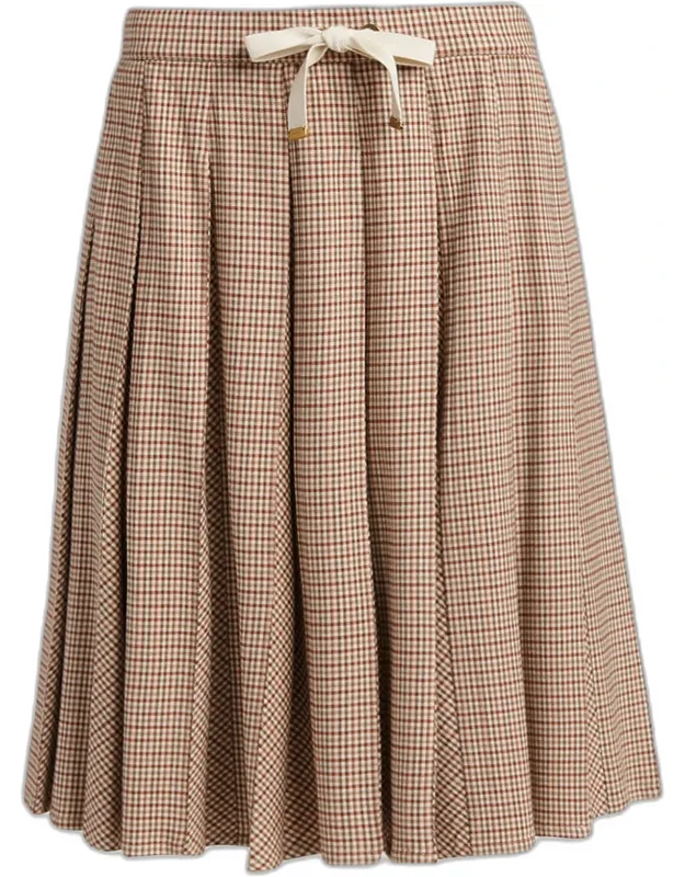 Pleated Wool Midi Skirt