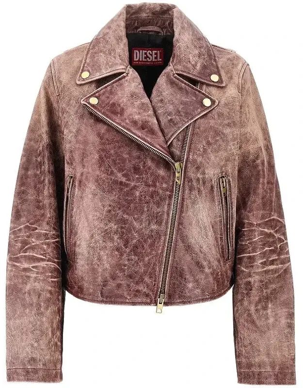 Vintage-effect Leather Biker Jacket