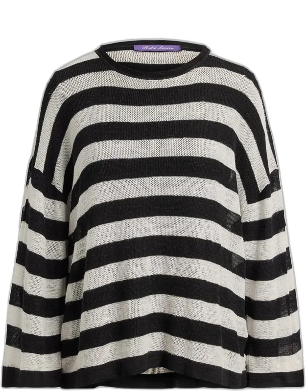 Striped Silk-linen Crewneck Sweater