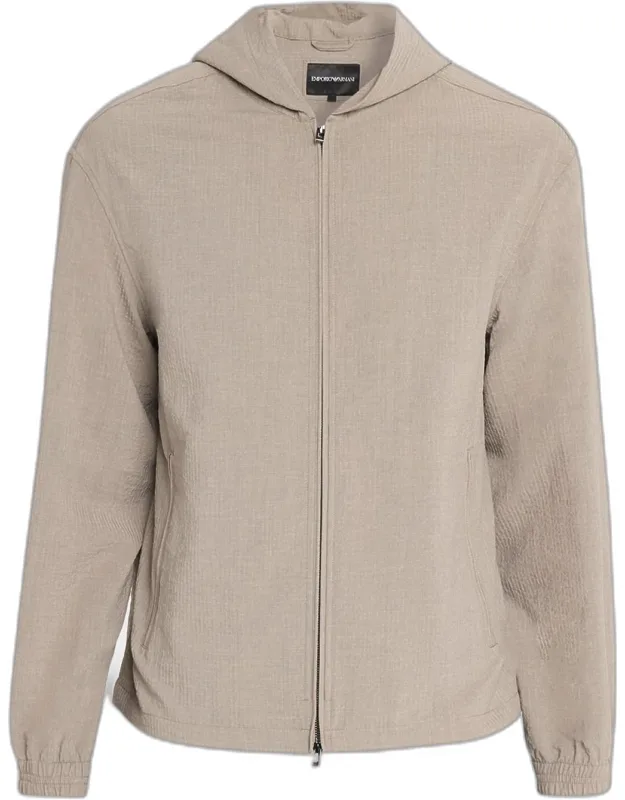 Polyester Seersucker Full-zip Hoodie