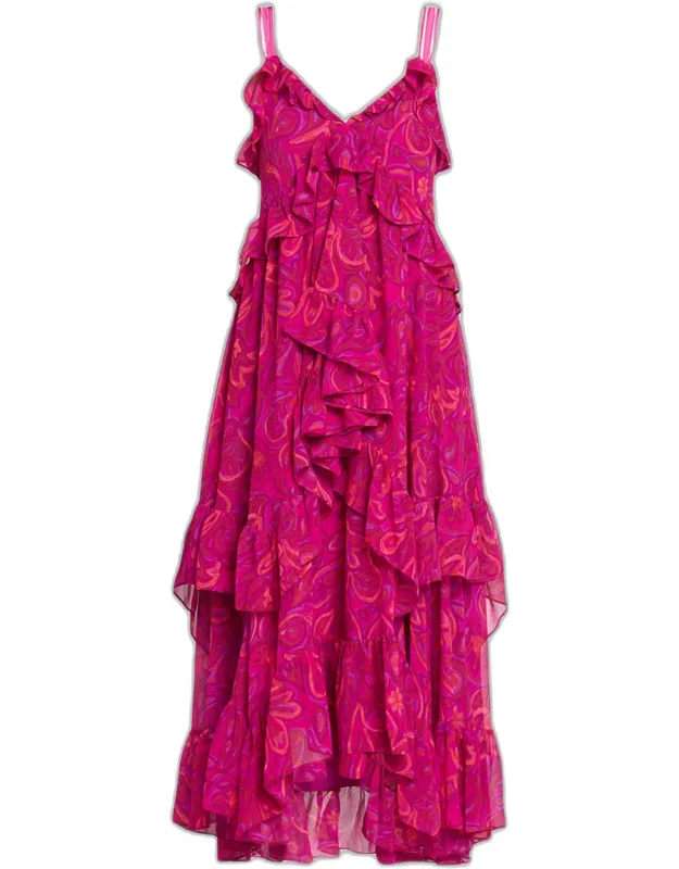 Ruffled Paisley Bloom Maxi Dress