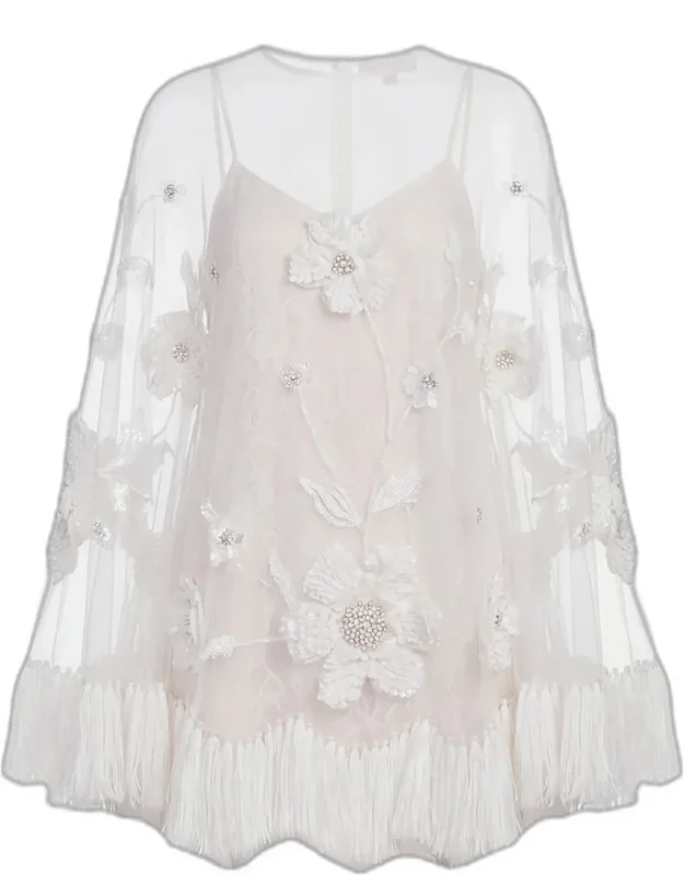 Appliqué-cape Mini Dress