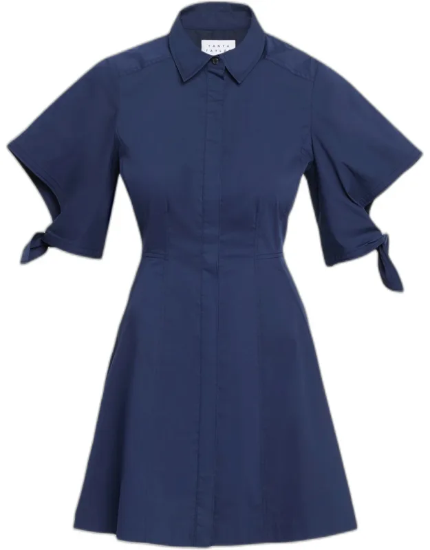 Corinna Tie-cuff Mini Cotton Shirtdress
