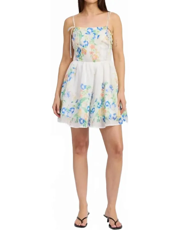 Trixie Mini Dress In Multi - Breezy Floral Pattern, Fit And Flare Silhouette