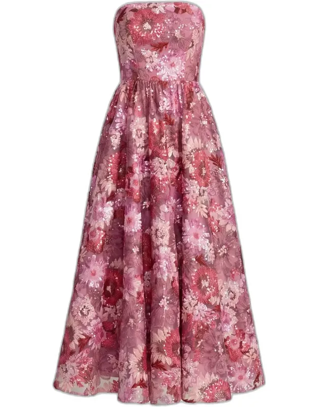 Floral Sequinned A-line Midi Dress
