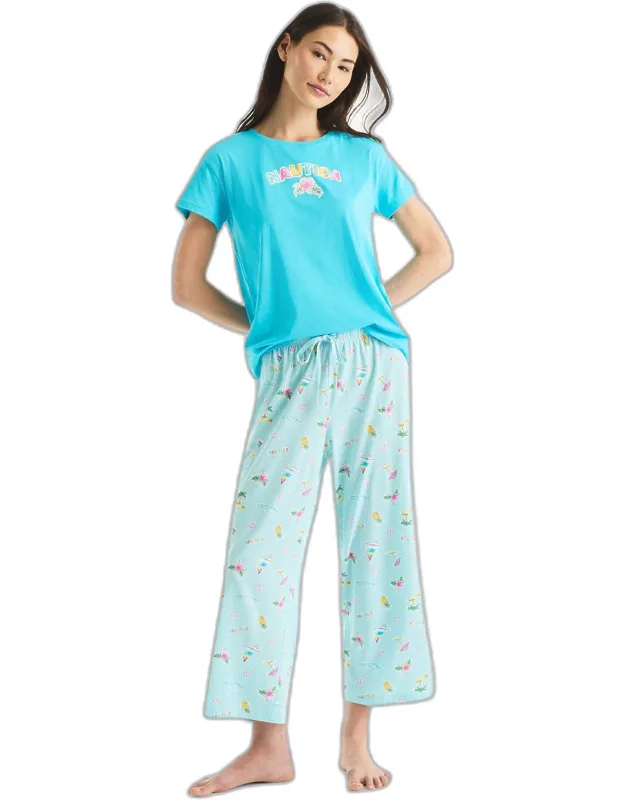 Nautica Printed Pajama Pant Set - Soft Cotton Jersey, Elastic-drawstring Waist