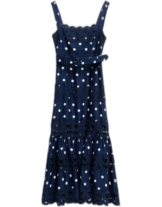 Polka Dot Linen Midi Dress