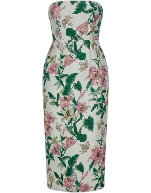 Floral Brocade Dress W/ Pockets