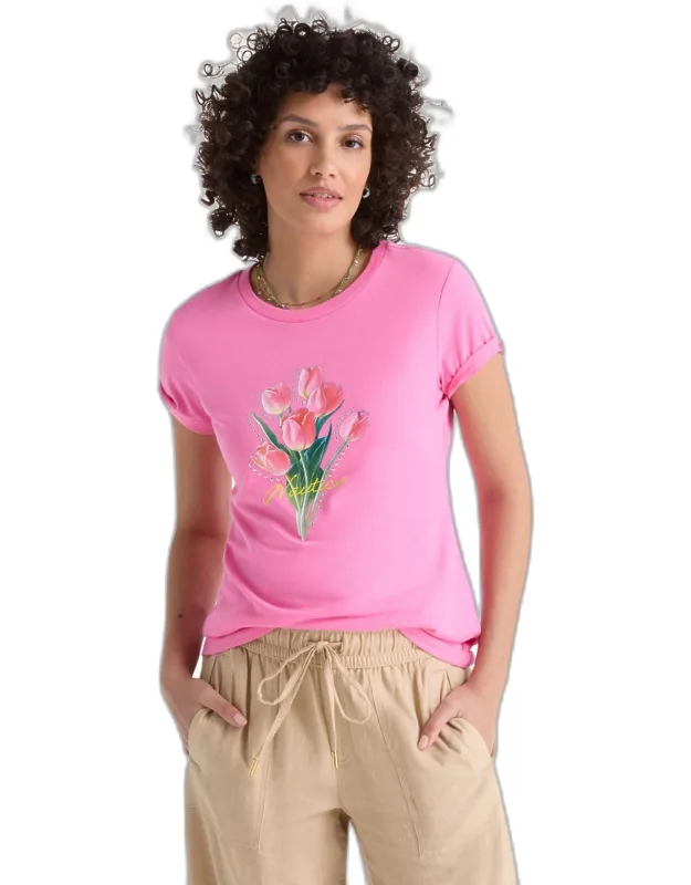 Floral Studded Graphic T-shirt