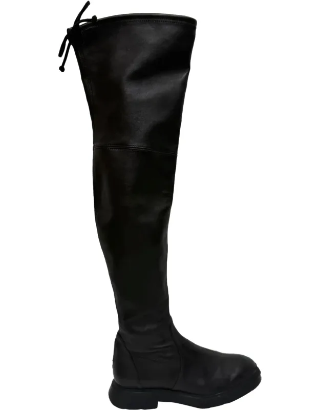 Lowland Over The Knee Boots With Elegant Rear Tie Fastening And Comfortable Low Block Heel