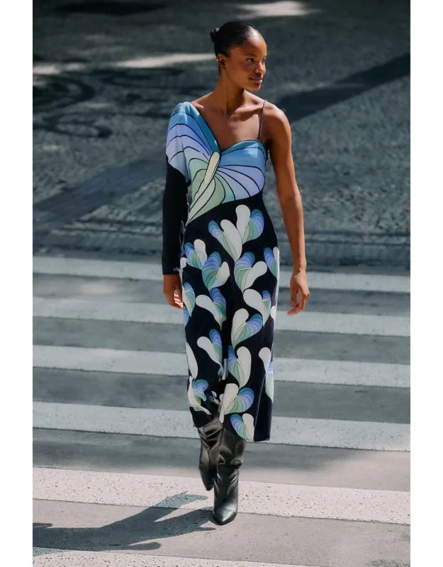 Lovely Anthurium One-shoulder Maxi Dress