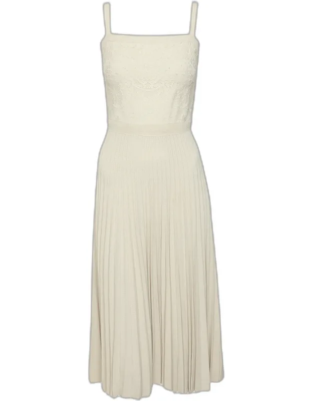 Light Beige Jersey And Lace Bustier Midi Dress