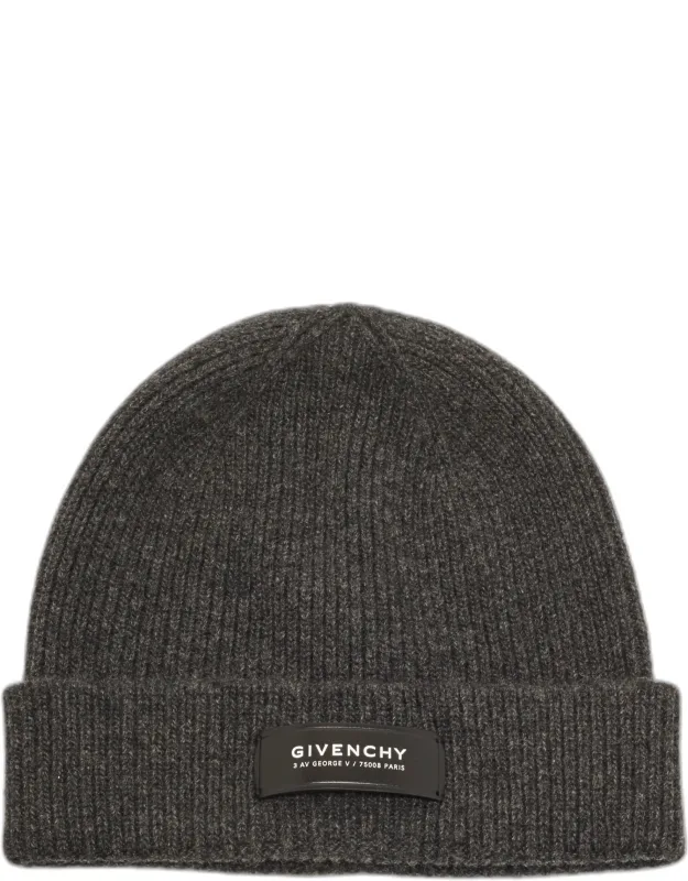 Rib Knit Cashmere Blend Beanie