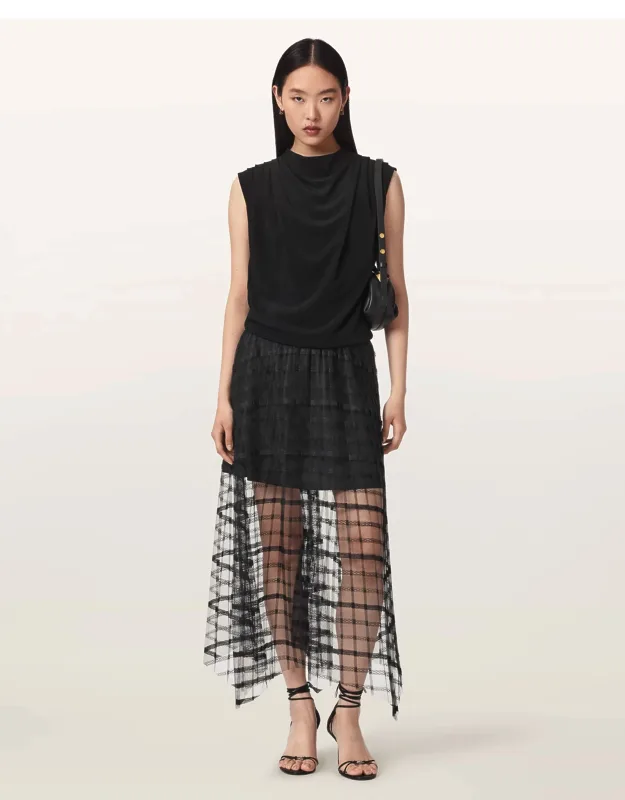 Celia Sheer Overlay Midi Skirt