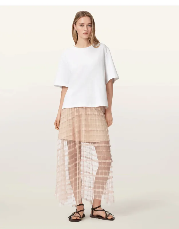 Celia Sheer Overlay Midi Skirt